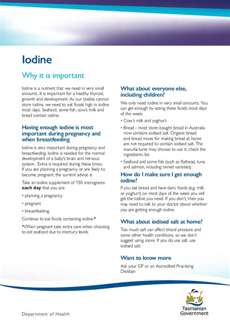 Iodine Fact Sheet for Consumers .